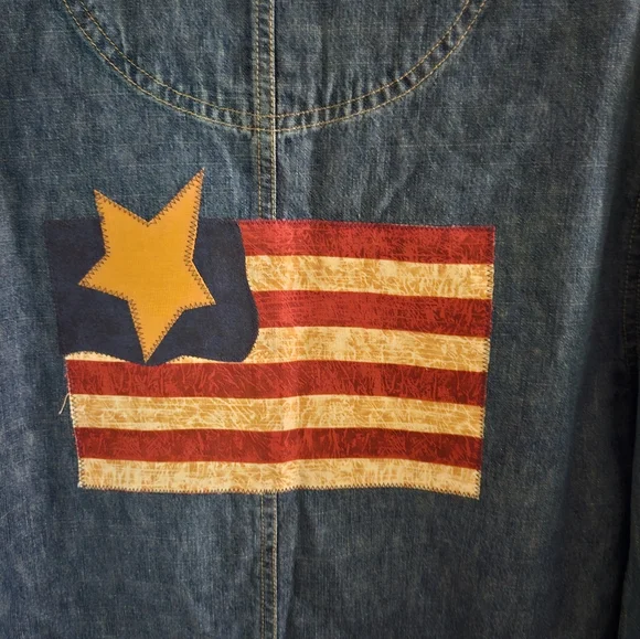 Faded Glory denim ladies jacket size M American flag - Picture 6 of 9